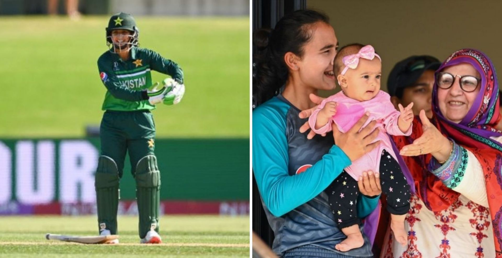 Bismah Mahroof has travelled to New Zealand for the World Cup with her six-month-old daughter (Credits: Bismah Maroof/Twitter)