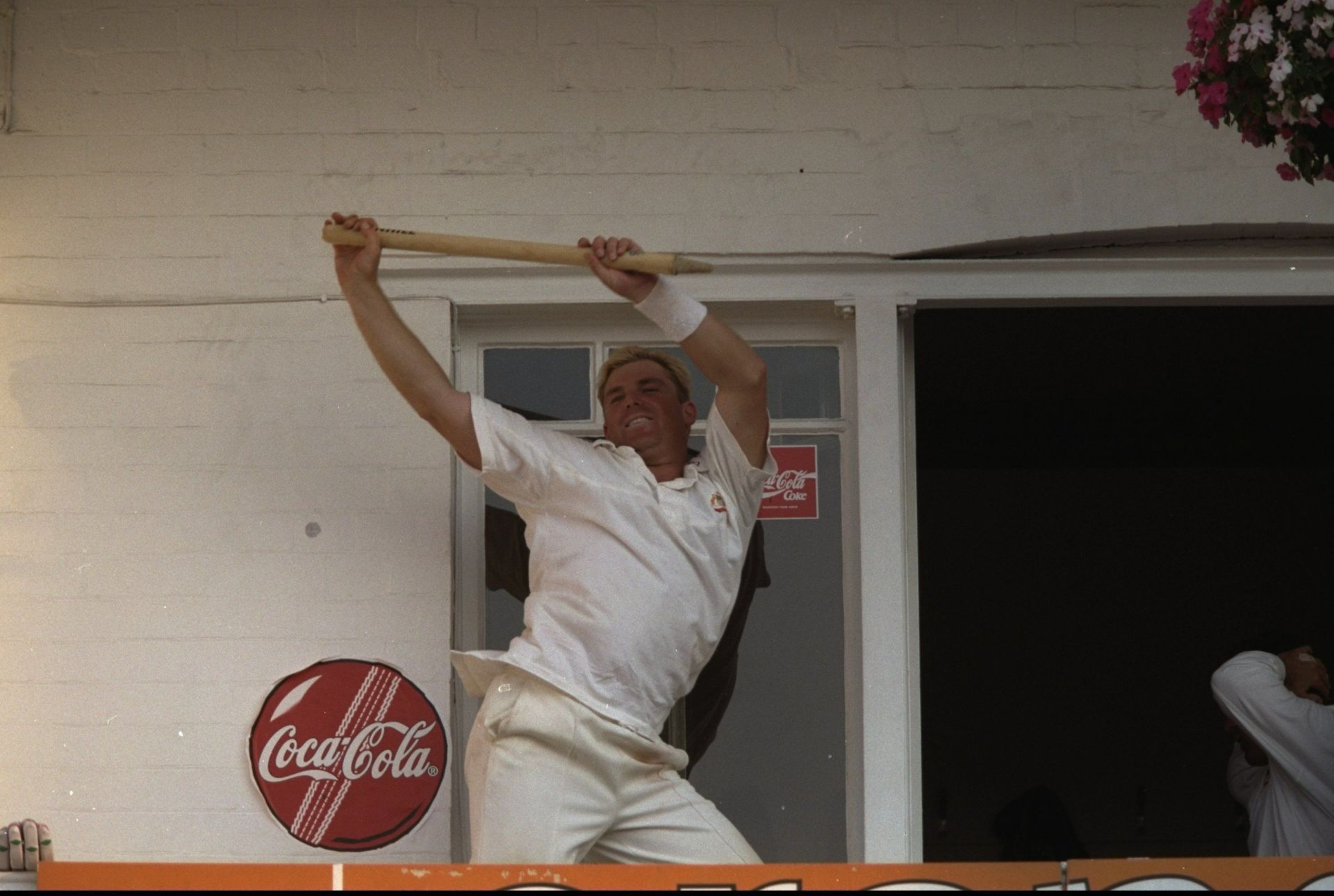 The Aussie great celebrates victory over England in the fifth Ashes Test Match at Trent Bridge in Nottingham, England in July 1997. Pic: Getty Images