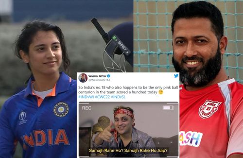 Smriti Mandhana(l) and Wasim Jaffer(r)