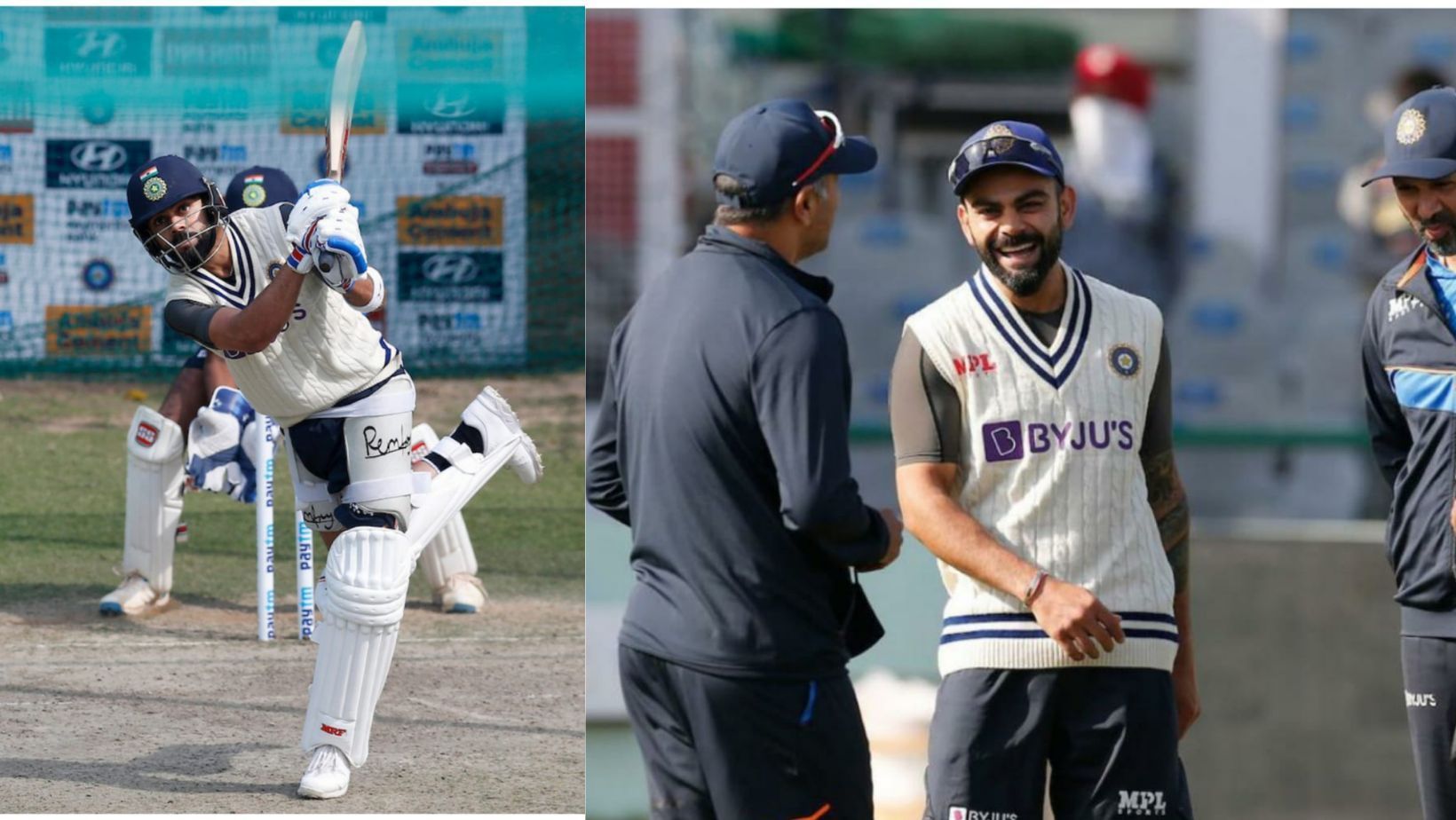 Virat Kohli at the training session before his 100th Test.