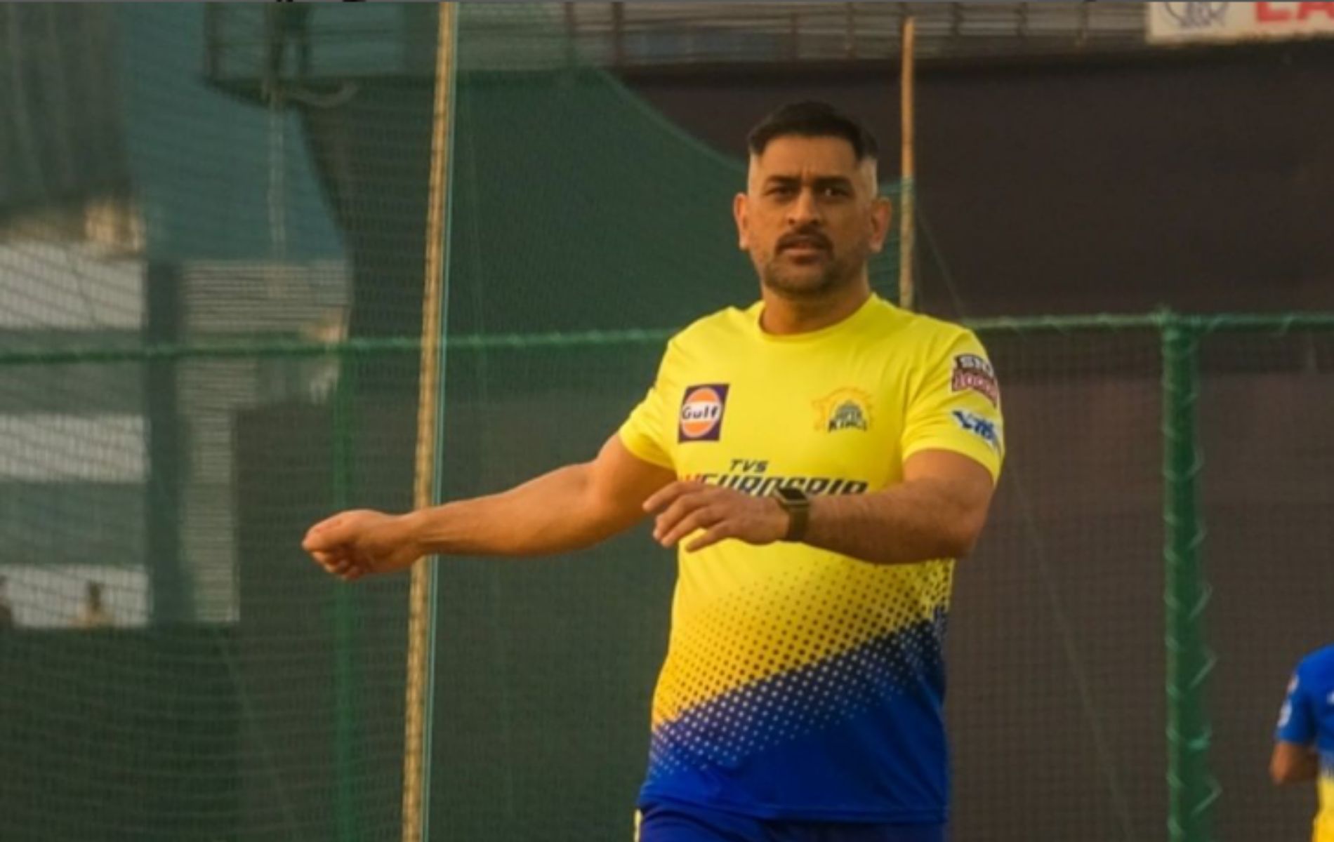 MS Dhoni began training with the CSK group in Surat today.