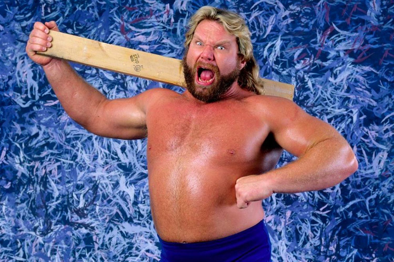 Hacksaw Jim Duggan pictured with his signature 2x4