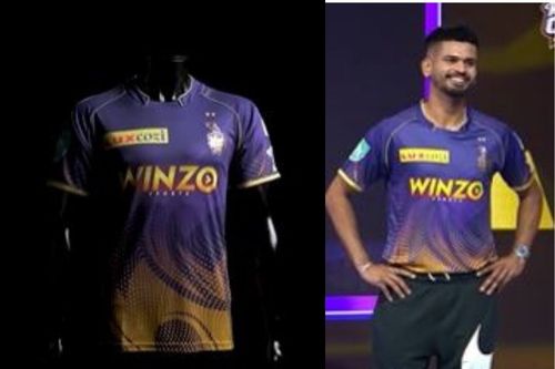 Shreyas Iyer and Venky Mysore released the new KKR jersey (PC: KKR Twitter)