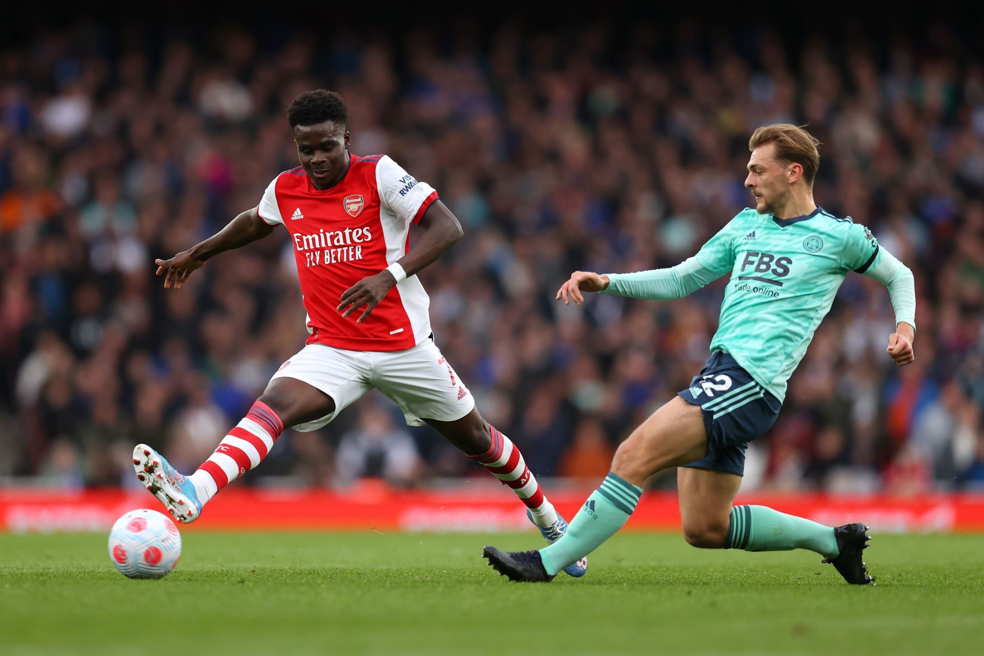 Bukayo Saka (left) has been on fire this season.