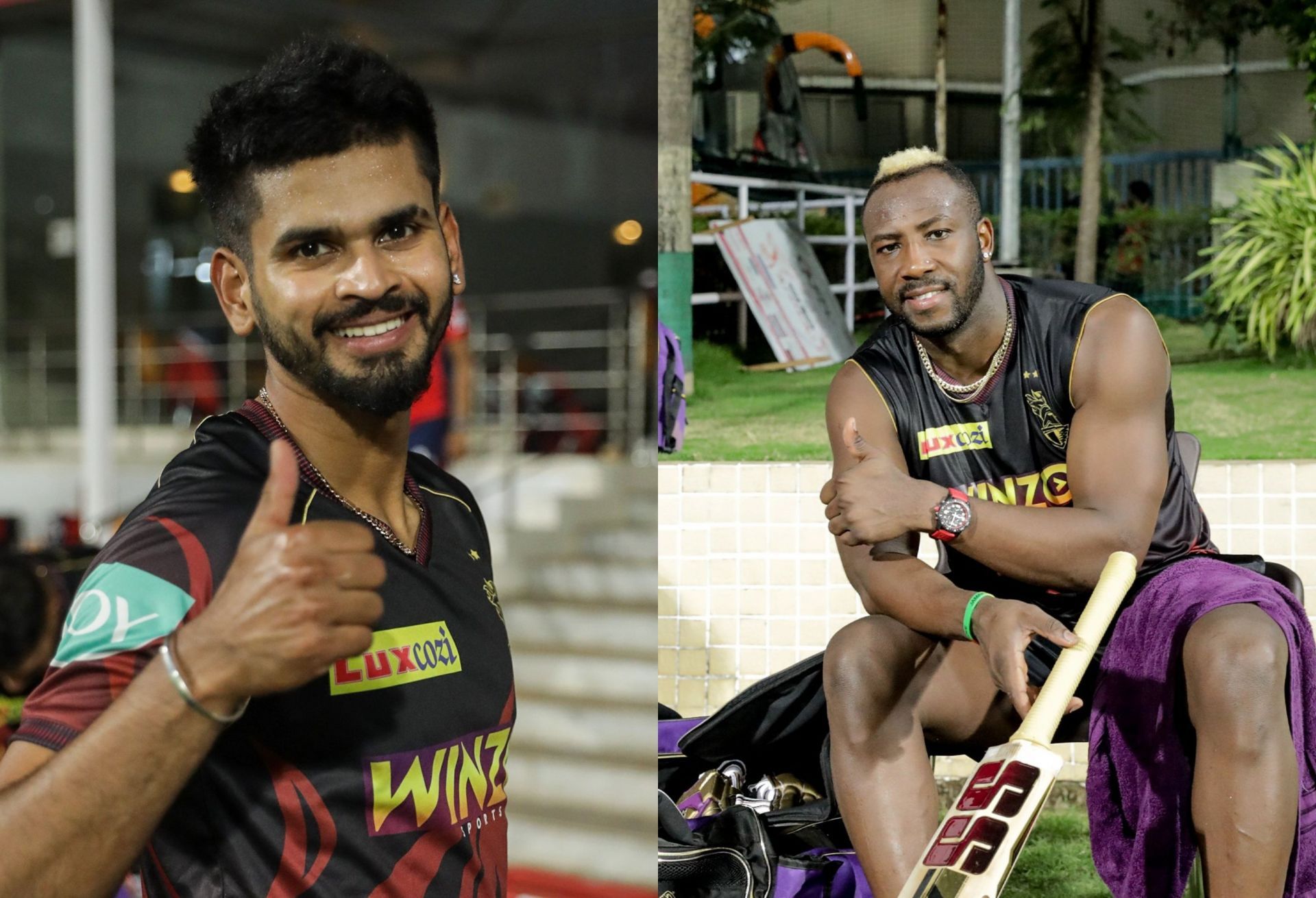 Shreyas Iyer (l) and Andre Russell (r) (PC: KKR/Instagram)