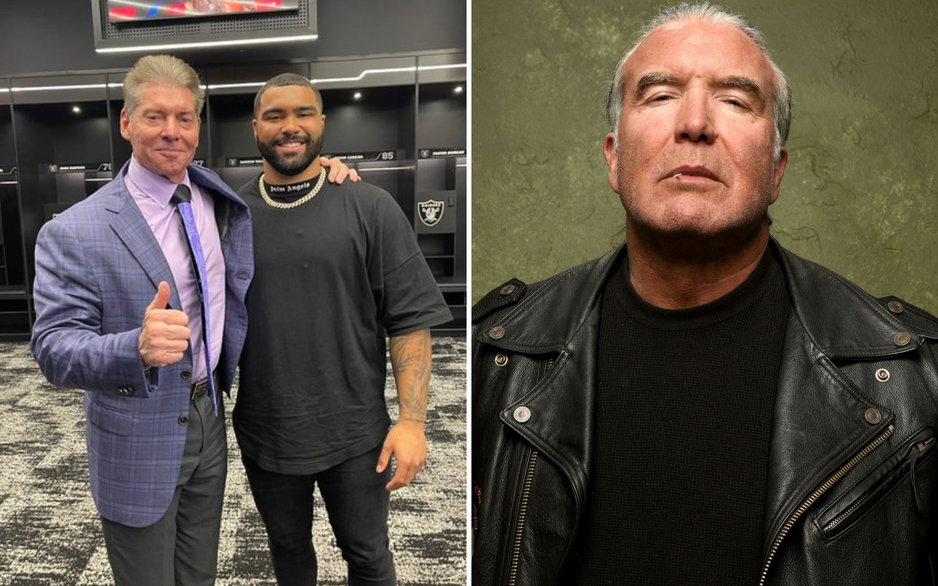 Vince McMahon and Gable Steveson (left); The late great Scott Hall (right)