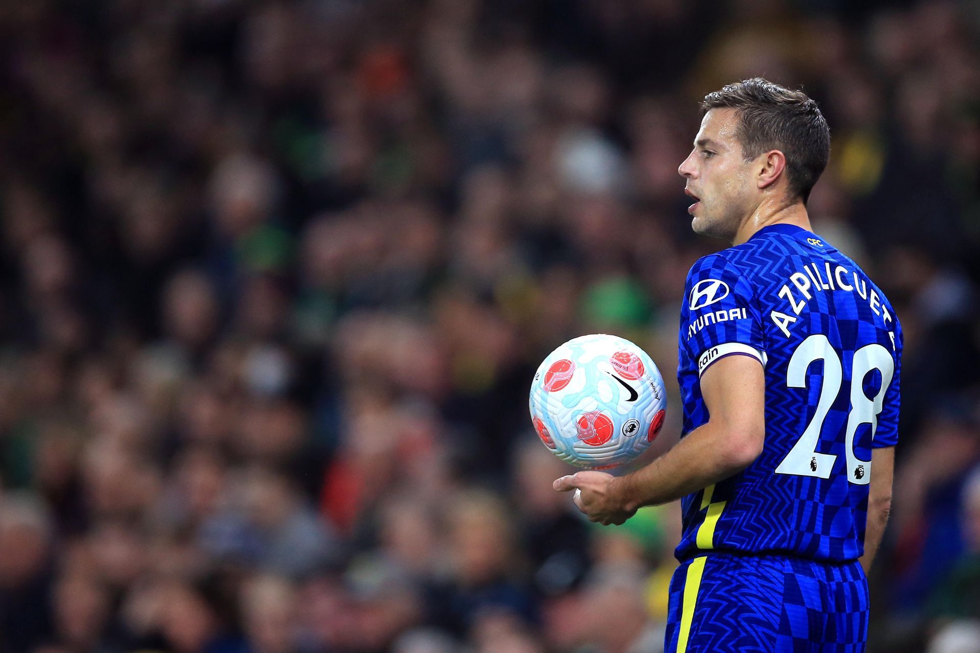 Cesar Azpilicueta in action against Norwich City in the Premier League