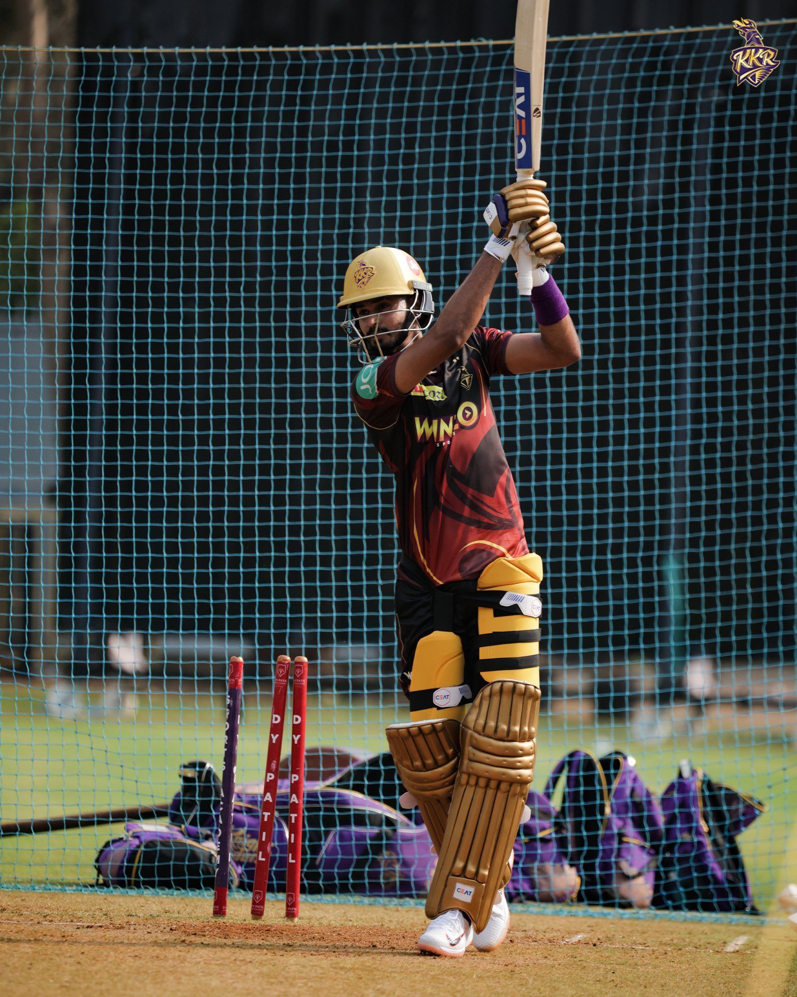 Shreyas Iyer has been sweating it out in the KKR nets ahead of IPL 2022 (Credit: Twitter/KKR)