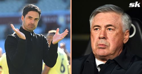 Gunners boss Mikel Arteta; Real Madrid manager Carlo Ancelotti.