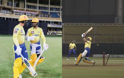 CSK players during the net sessions ahead of IPL 2022 (PC: CSK/youtube)