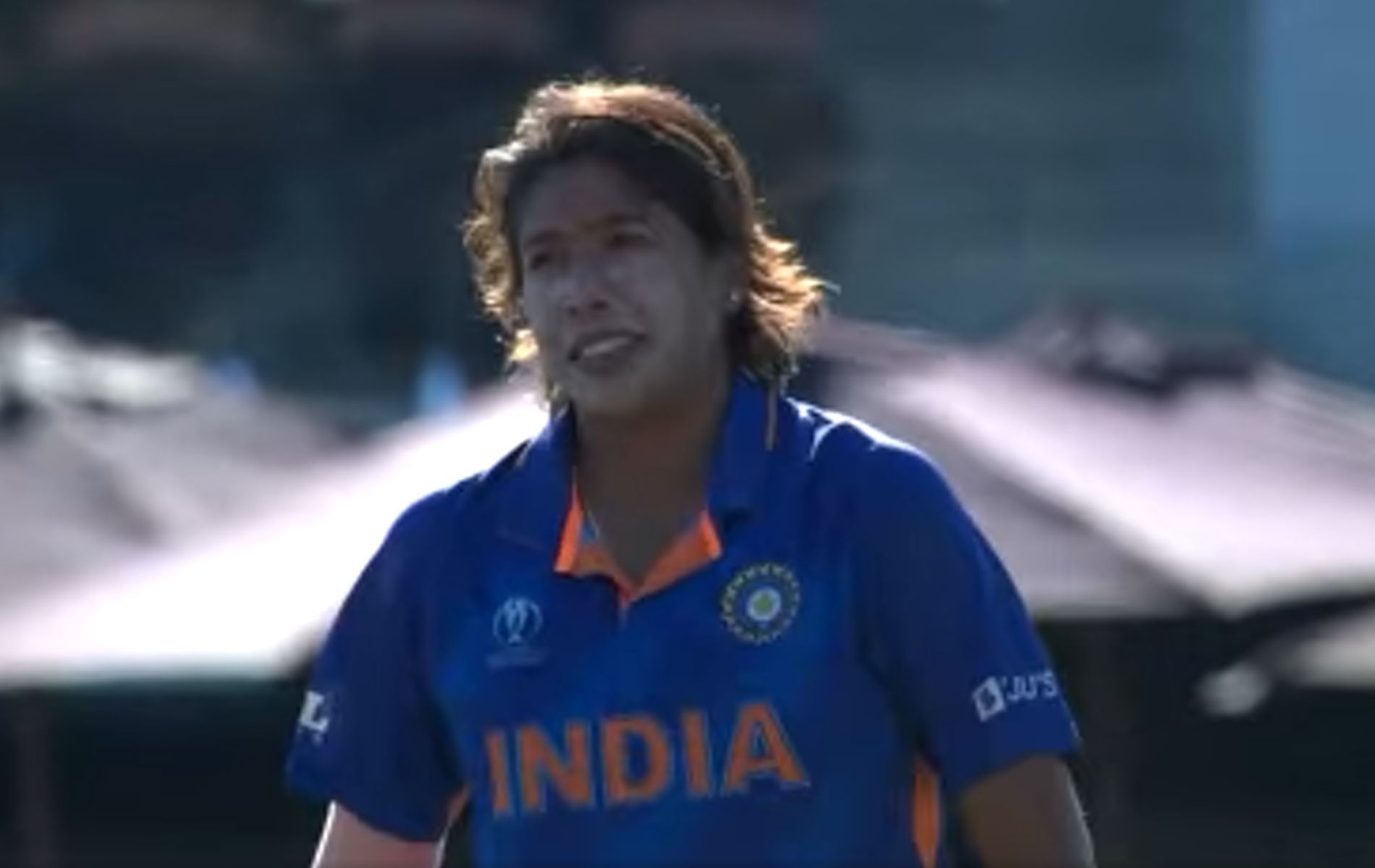 Jhulan Goswami castled Katey Martin with a yorker.