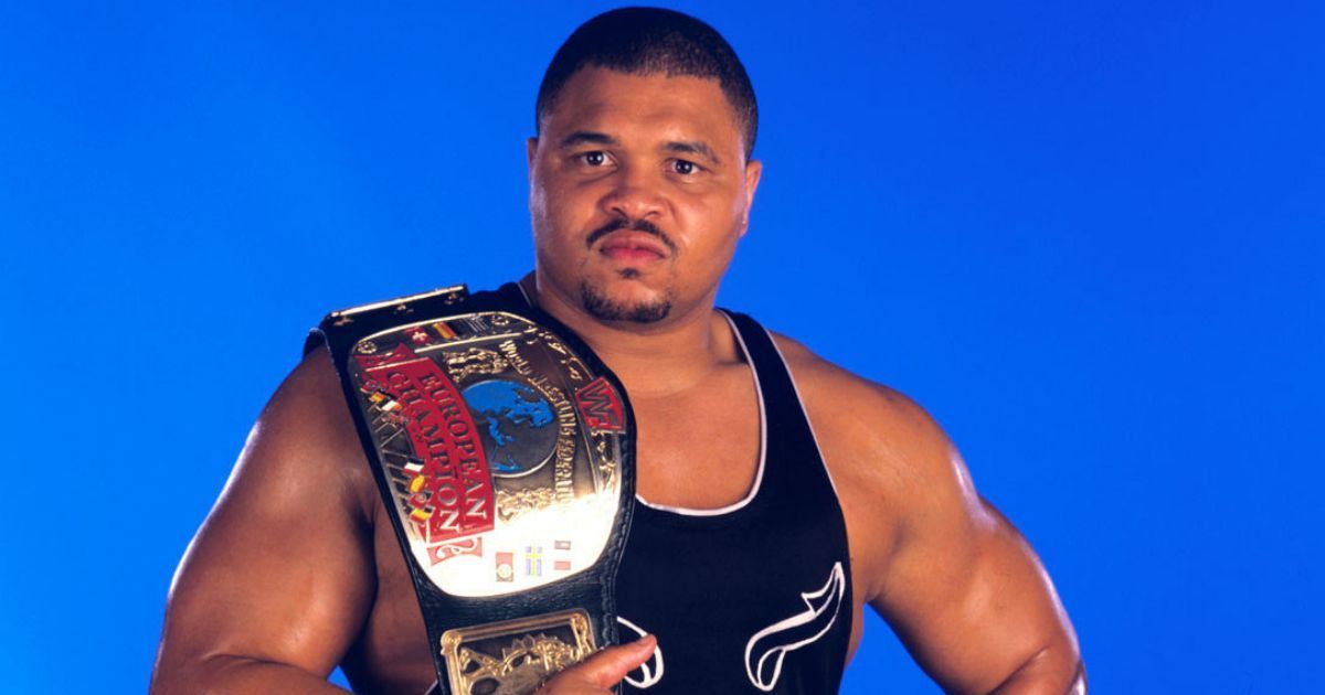 D'Lo Brown with the WWE European Championship.