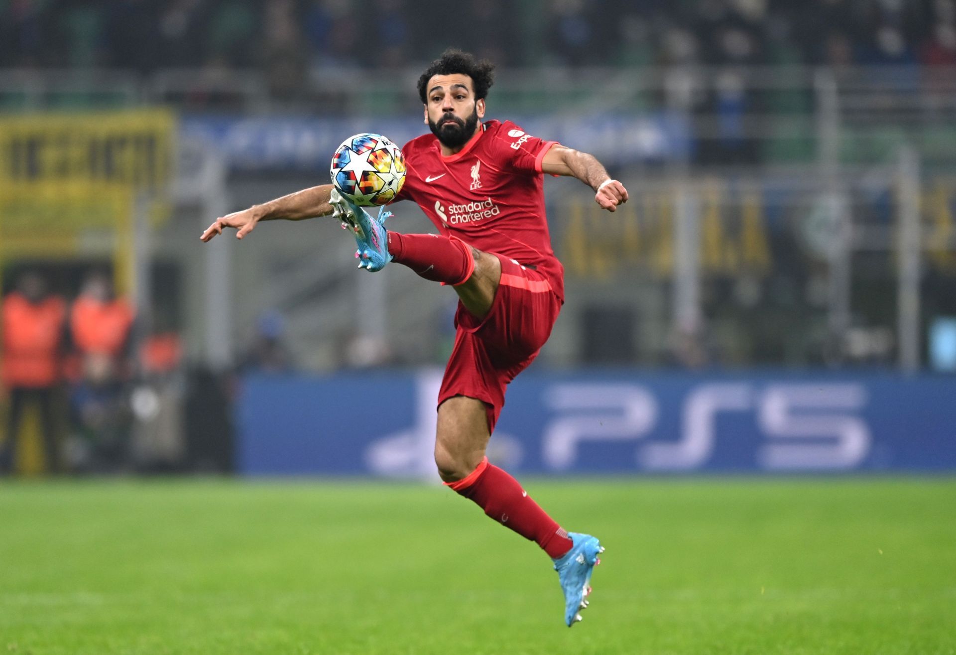 Salah in action in the UEFA Champions League match against Internazionale