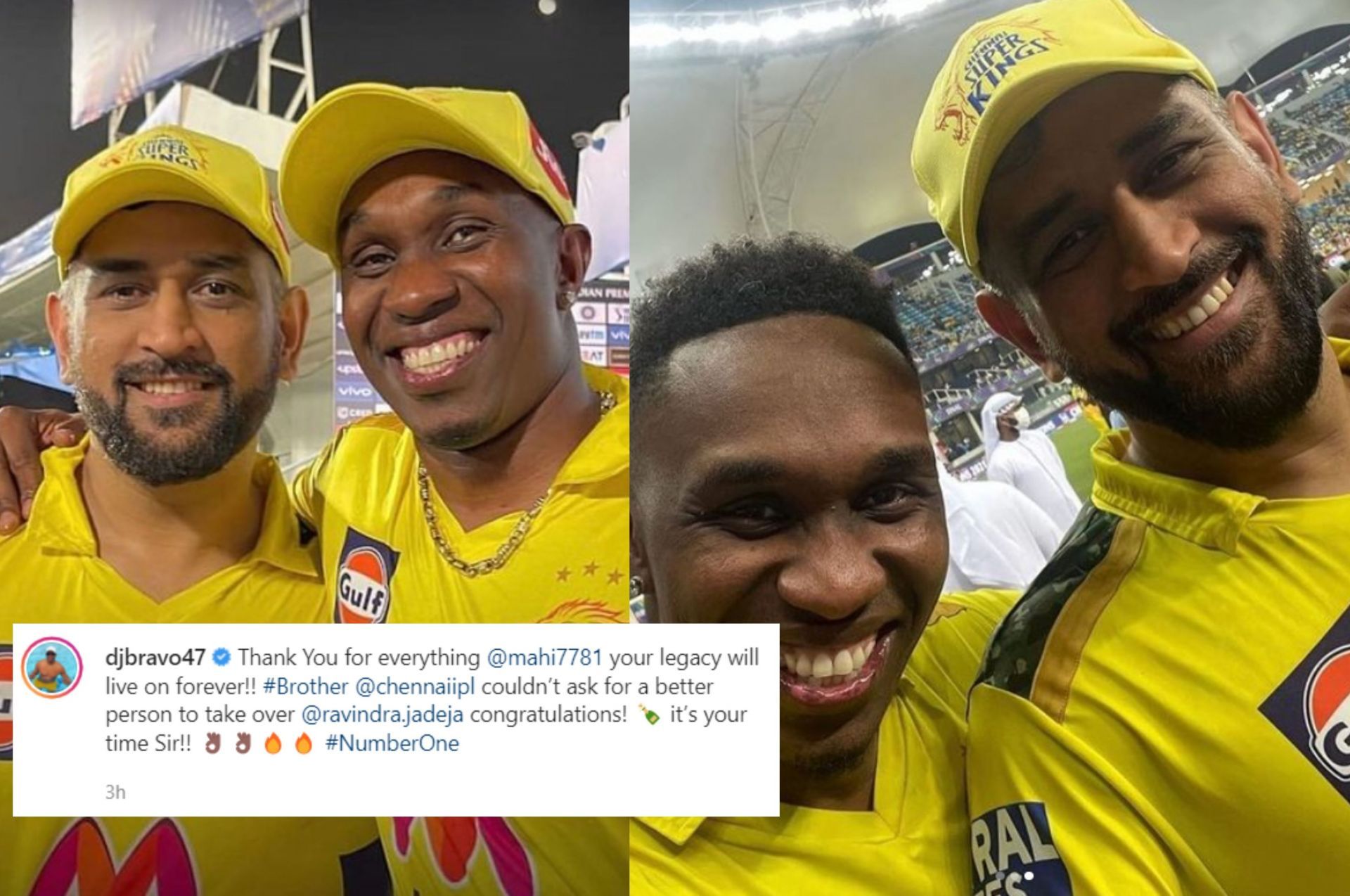 Dwayne Bravo and MS Dhoni (PC: Dwayne Bravo/Instagram)