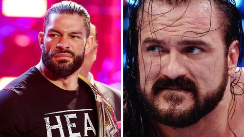 Roman Reigns (left); Drew McIntyre (right)