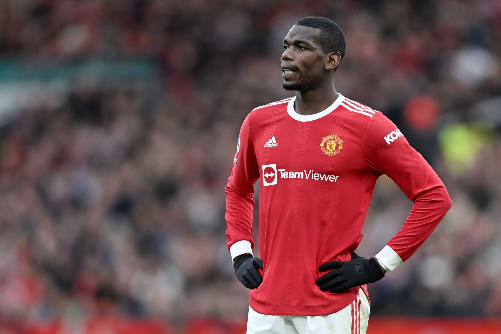 Paul Pogba looks on in a game against Watford in the Premier League