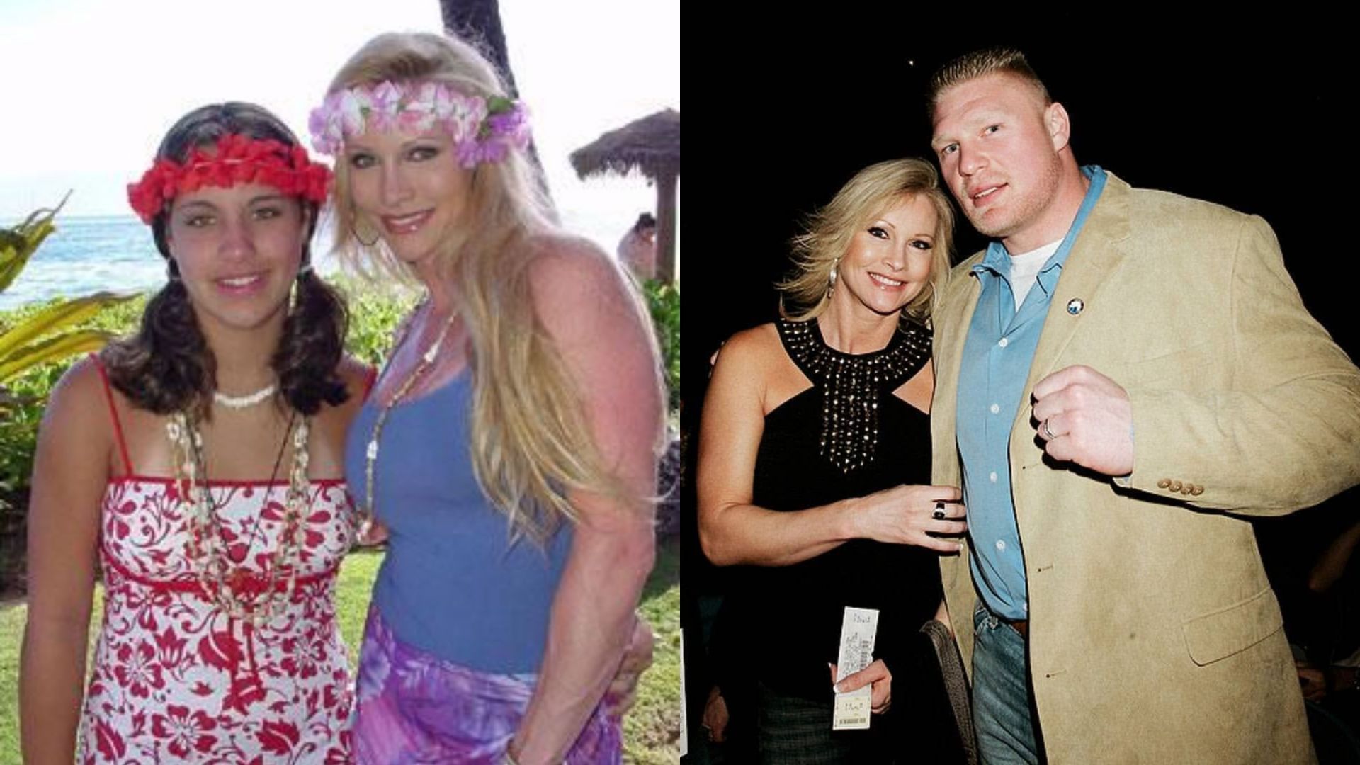 Sable with her daughter Mariah (left) and Sable with her husband Brock Lesnar (right)