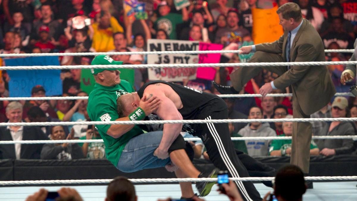 One of WWE&#039;s most incredible brawls started with Cena slapping Lesnar