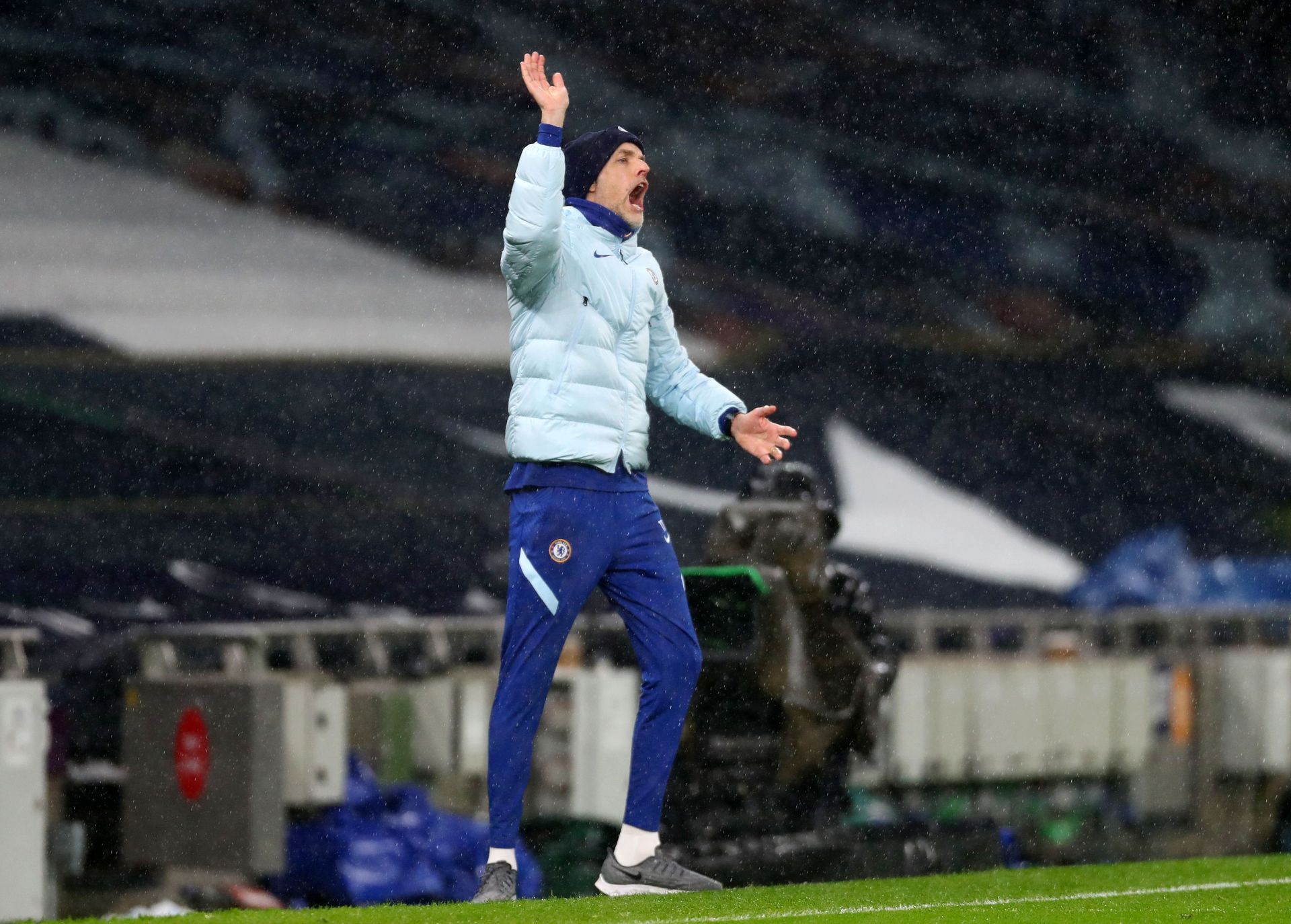 Tottenham Hotspur v Chelsea - Premier League: Thomas Tuchel reacts during the match.