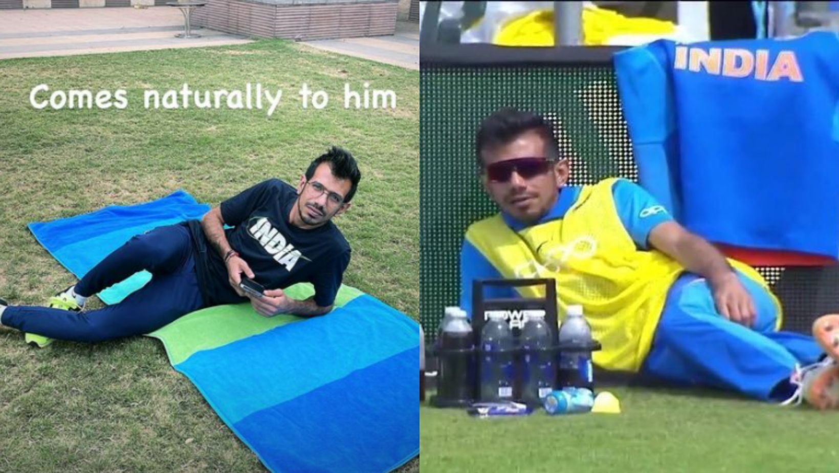 Yuzvendra Chahal in 2019 (R) and 2022 (L).