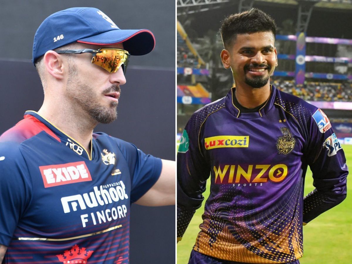 Faf du Plessis (L) and RCB will look to record their first win of IPL 2022 against KKR