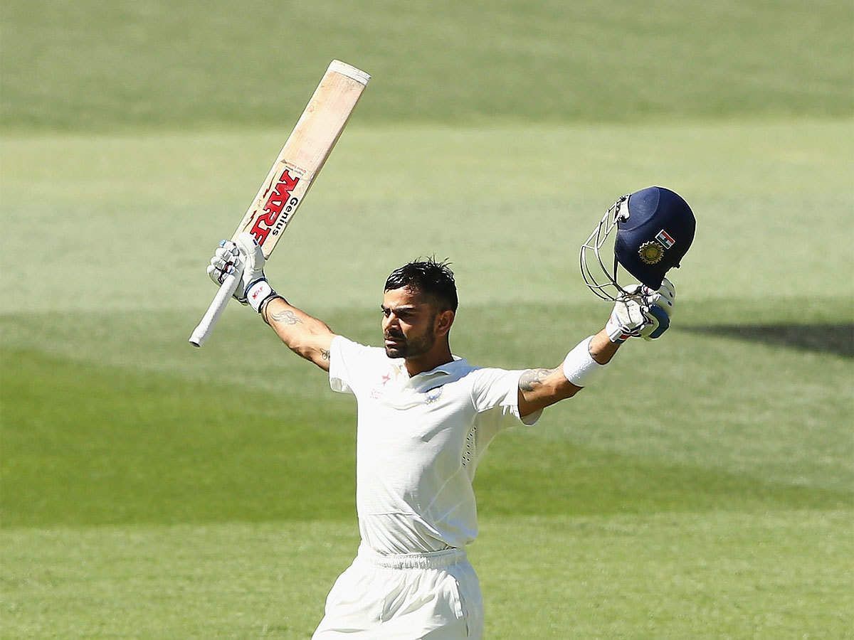 In his first Test as captain, while temporarily filling in for MS Dhoni, Virat Kohli scored 115 &amp; 141 in Adelaide
