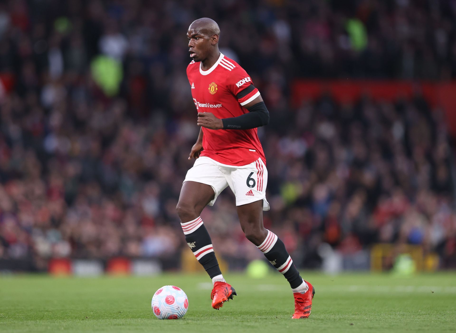 Paul Pogba in Premier League action for Manchester United.