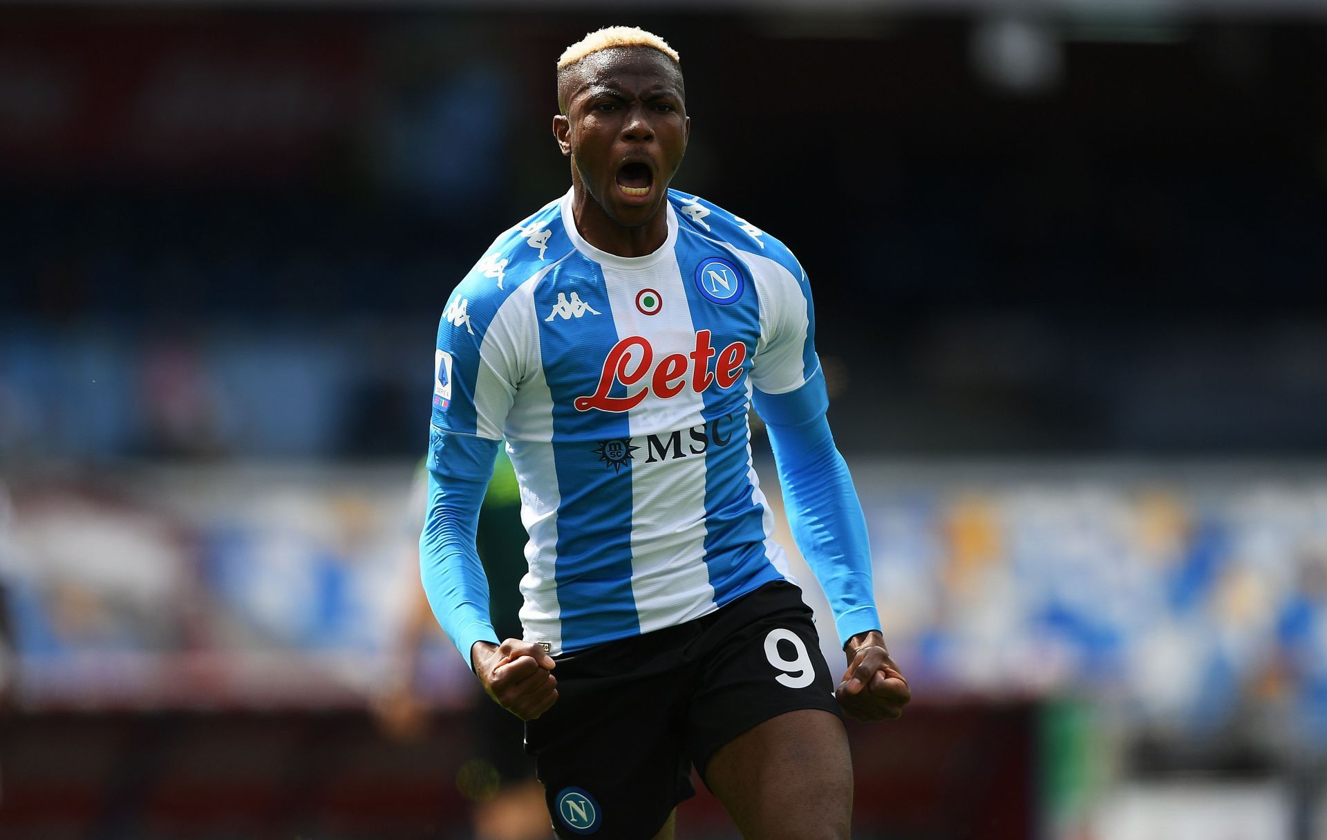 Victor Osimhen celebrates a goal for Napoli