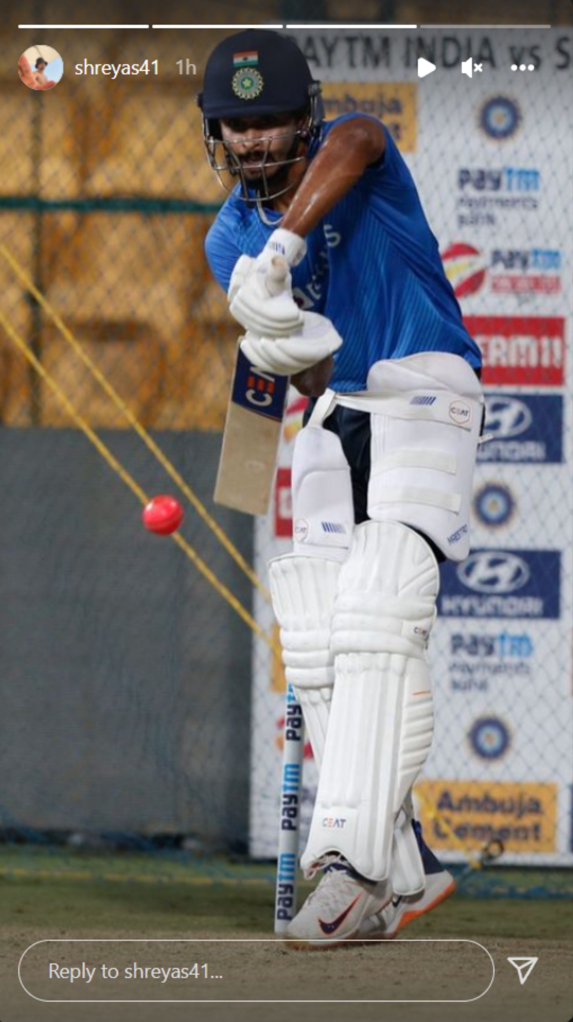 Shreyas batting in the nets.