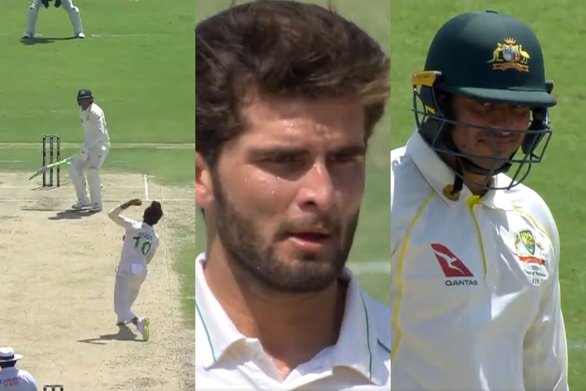 Shaheen Afridi and Usman Khawaja on the field