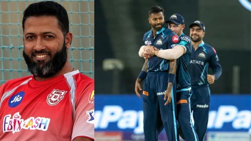 Wasim Jaffer (L) and Hardik Pandya celebrating his first wicket of the season (R, PC: IPL).