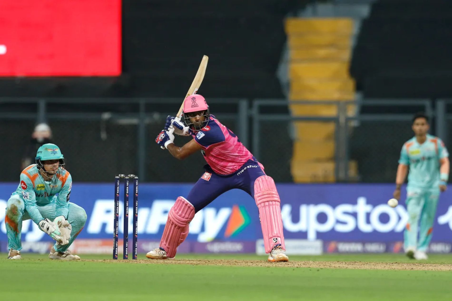 Ravichandran Ashwin batting for RR against LSG. Pic: IPLT20.COM