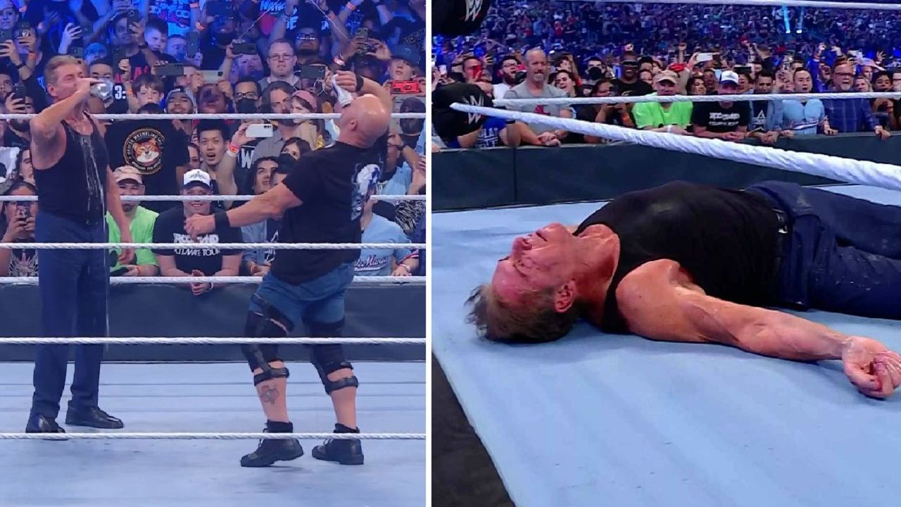 Stone Cold Steve Austin hits a Stunner on McMahon