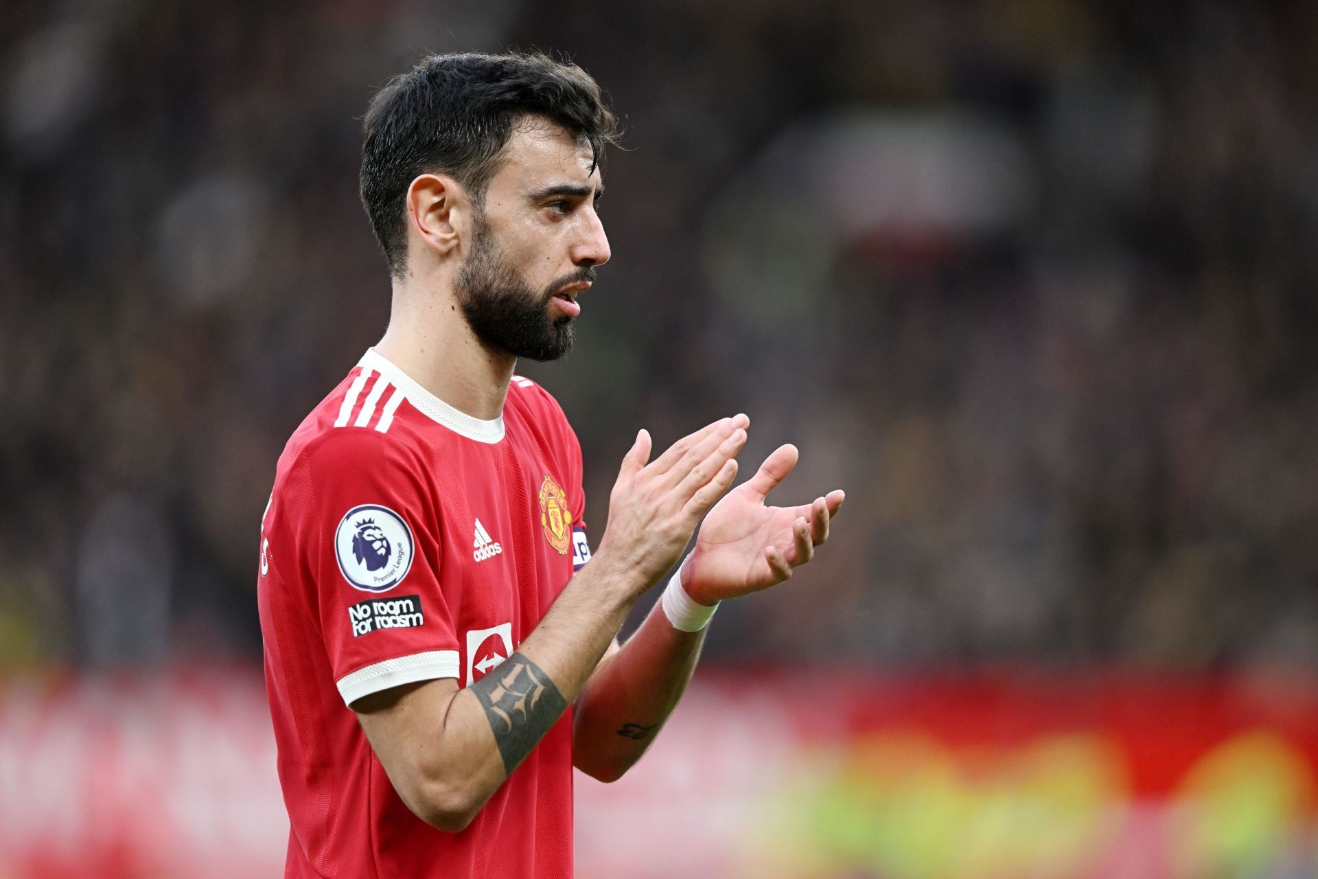 Manchester United v Watford - Bruno Fernandes applaudes the crowd