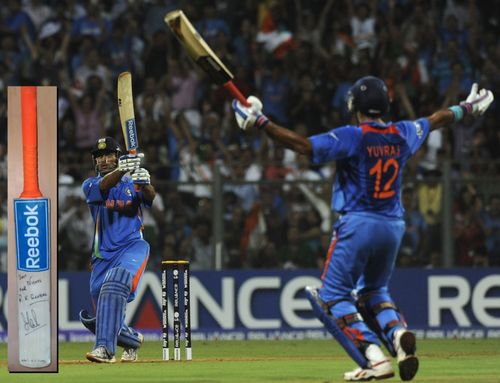 MS Dhoni's 2011 World Cup-winning bat was auctioned for a whopping sum. (Dhoni bat pic courtesy: guinnessworldrecords.com)