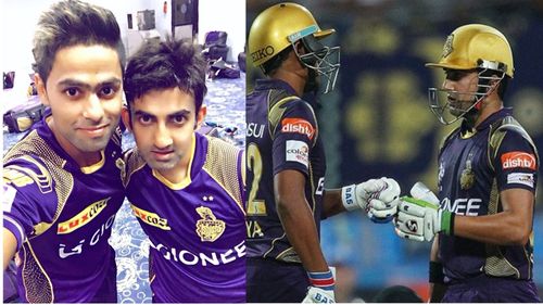 Suryakumar Yadav (L) and Gautam Gambhir during their KKR days. (P.C.:Twitter)