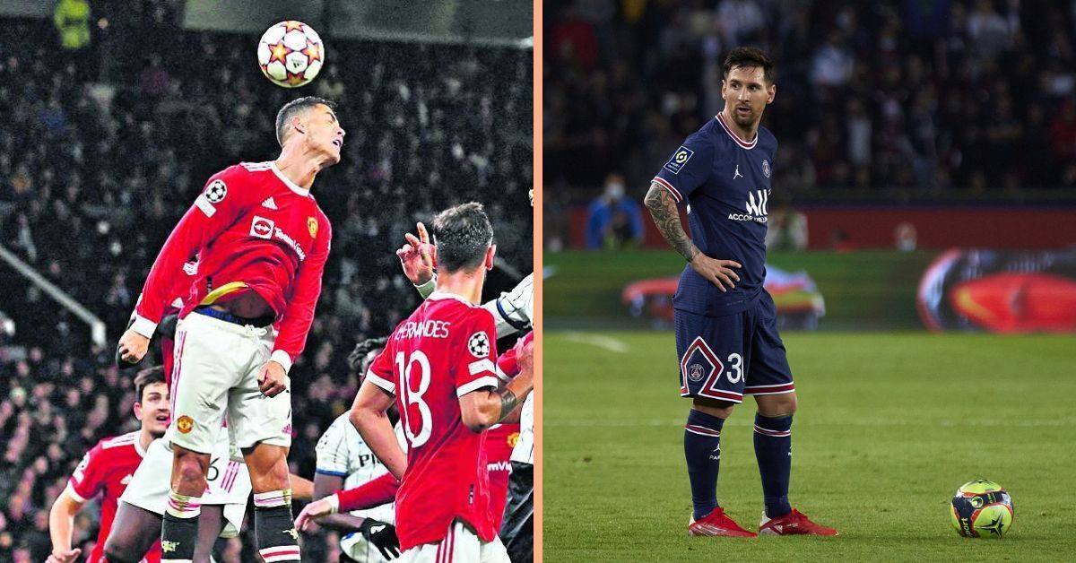 Manchester United&#039;s Cristiano Ronaldo (left) and Paris Saint-Germain&#039;s Lionel Messi (right)