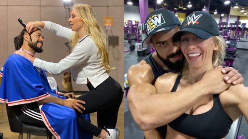 WWE SmackDown Women's Champion Charlotte Flair with her fiancé, AEW star Andrade