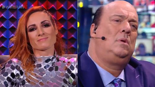 Becky Lynch (left) and Paul Heyman (right)