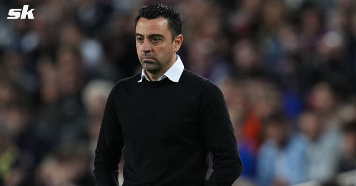 Blaugrana manager Xavi Hernandez reacts during a match.