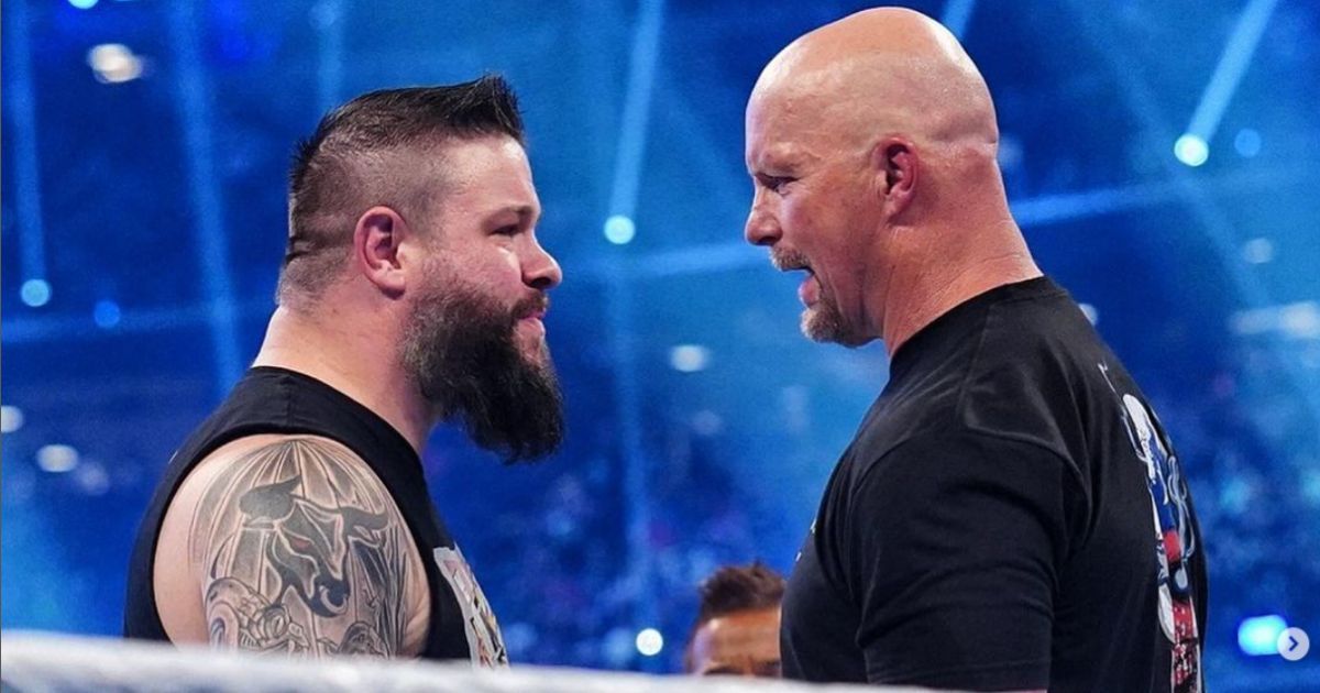 Kevin Owens and Stone Cold Steve Austin at WrestleMania 38
