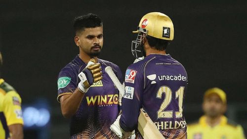 Shreyas Iyer (L) hasn't quite hit top gear with the bat for KKR so far. (P.C.:iplt20.com)