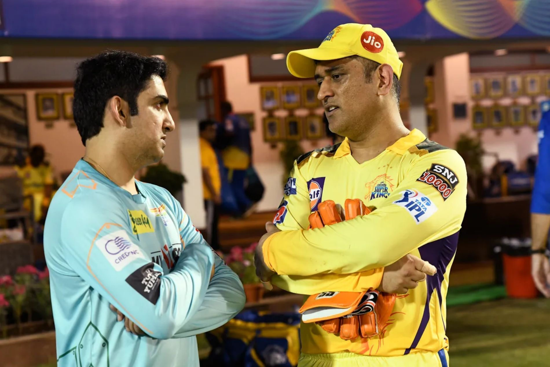 What could Gautam Gambhir and MS Dhoni possibly be discussing? The World Cup-winning duo chat after the Match 7 between LSG and CSK.