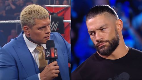 Cody Rhodes (left); Roman Reigns (right)