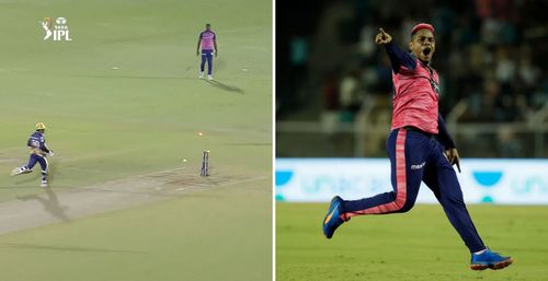 Shimron Hetmyer catches Sunil Narine short with a brilliant effort (Credit: Twitter)