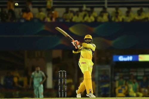 Ravindra Jadeja batting against Lucknow. Pic: IPLT20.COM