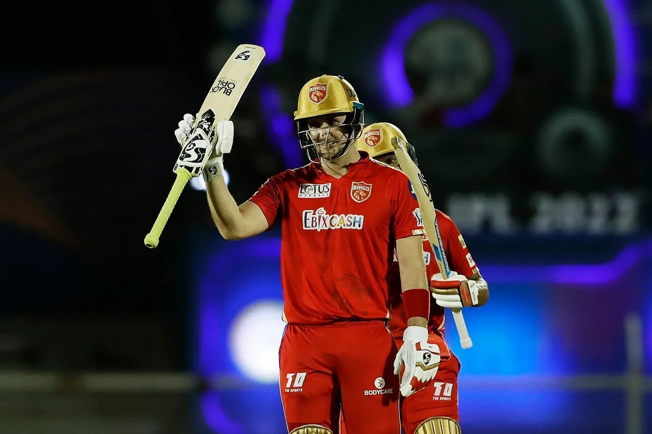 PBKS&#039; Liam Livingstone celebrates his half-century. (PC: IPL)