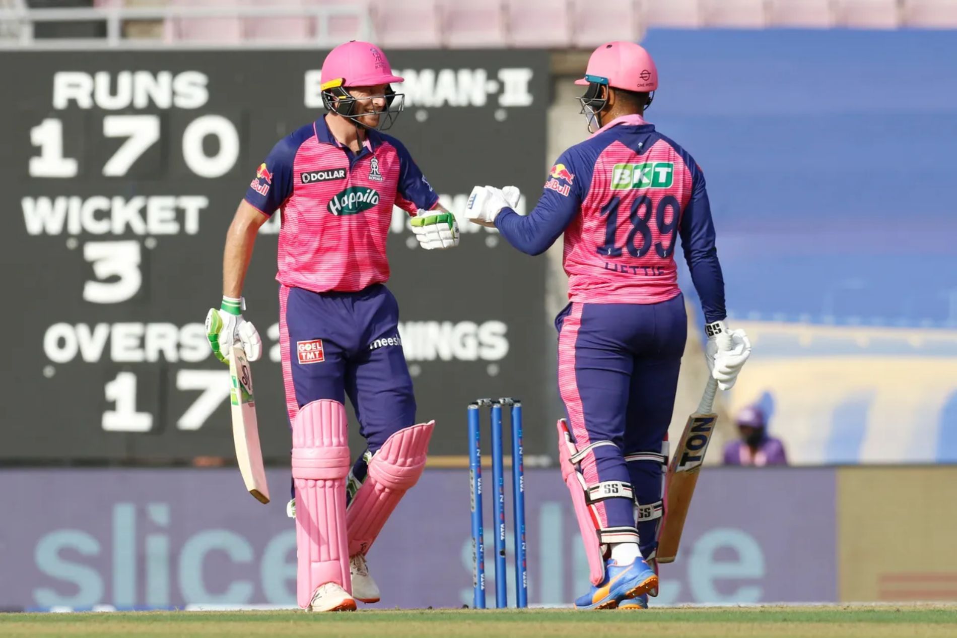 Jos Buttler (left) during his knock against MI. Pic: IPLT20.COM