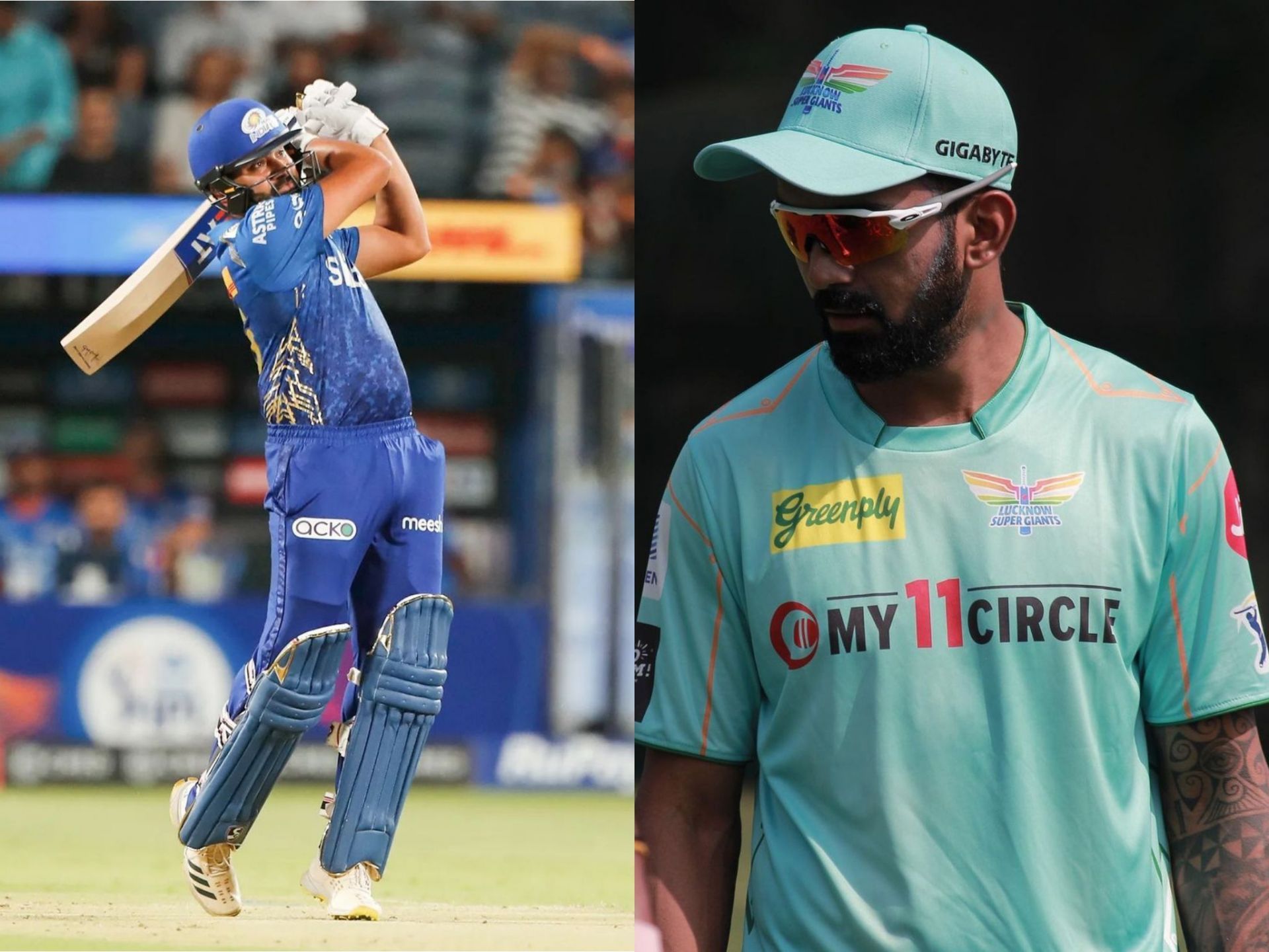 Both Rohit Sharma (L) and KL Rahul (R) will be keen to notch up their first big score of the IPL 2022