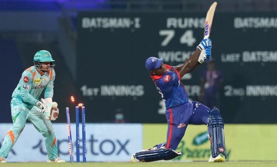 Rovman Powell, batting at No. 3, was castled by Ravi Bishnoi for 3 off 10 balls [Credits: IPL]